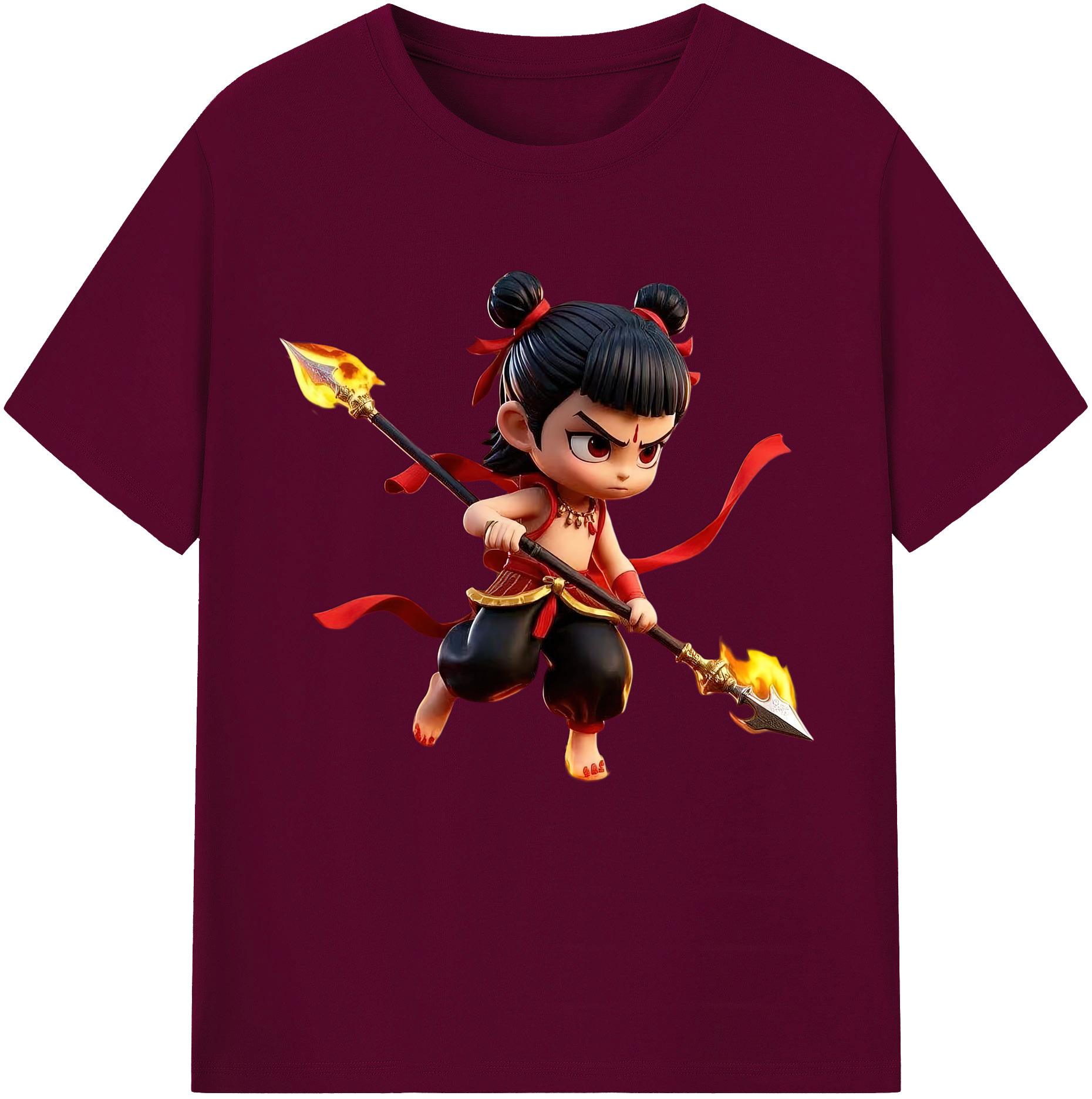 （画像用） Ne Zha 2 ナタ 魔童の大暴れ レディースカジュアルプリントTシャツ（綿100％）